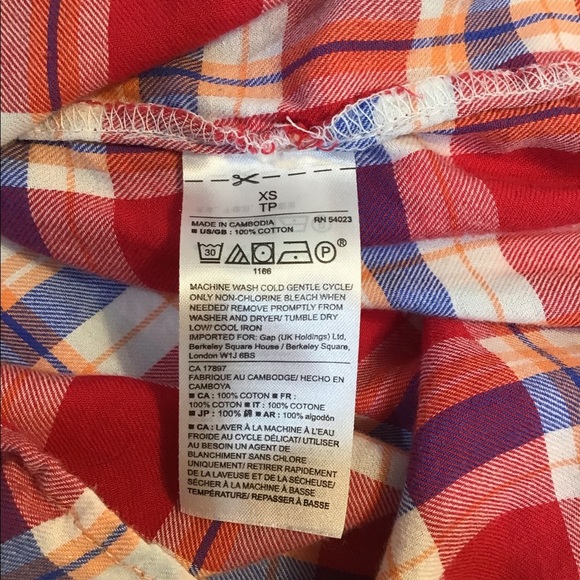 GAP Red Plaid Boyfriend Fit Flannel Shirt - Picture 6 of 6